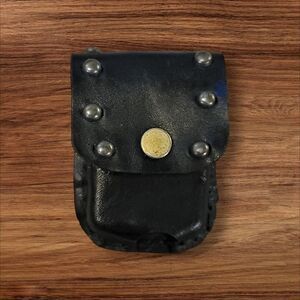 Genuine Black Leather Mini Pouch with Studs - Fits Air Pods! (6009)